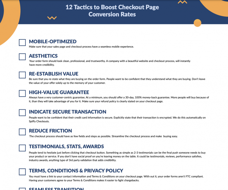 Preview of the Spiffy checkout conversion checklist